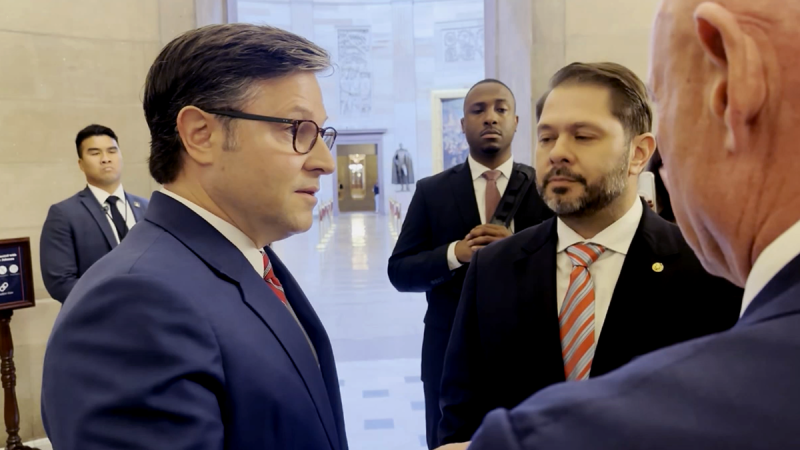 House Speaker Mike Johnson, R-La., got into a tense confrontation with two Democratic senators outside his office on Wednesday as anxiety runs high on Capitol Hill on Day 8 of the government shutdown.
Sens. Ruben Gallego, D-Ariz., and Mark Kelly, D-Ariz., gathered reporters outside Johnson’s office in a bid to publicly pressure the House speaker to swear in Rep.-elect Adelita Grijalva, D-Ariz., who won a special election last month to fill her late father’s seat.
Johnson appeared to catch the Democrats by surprise when he crashed their media gaggle.
‘Reopen the government so we can get back to work,’ he said in response to Gallego asking about Grijalva’s swearing-in.
Gallego retorted, ‘This excuse just keeps on moving.’
‘We’re happy that she got elected. She’s filling her father’s seat. That’s fantastic. We have a long tradition here and a process of how we administer the oath to a member,’ Johnson said despite the Democrats’ attempts at interruption.
‘We’re going to do that as soon as we get back to work, but we need the lights turned back on, so we encourage both of you to go open the government.’
Gallego shot back that Johnson was keeping the House out of session in a bid to delay a vote on forcing the Department of Justice (DOJ) to release files on the late pedophile Jeffrey Epstein.
‘You just don’t want to vote on the Epstein discharge petition,’ Gallego said.
Johnson called the comment ‘totally absurd,’ adding, ‘You guys are experts at red herrings and distraction. It has nothing to do with Epstein. The House Oversight Committee is working on the Epstein files right now.’
Gallego called that an ‘excuse,’ prompting more back-and-forth between the men.
‘OK, you see, this is a publicity stunt. Let me tell you what’s happening. The House Oversight Committee is working on the release of the Epstein files. They are some of the biggest bulldogs in Congress, and the Republican and Democrat sides are working on that aggressively,’ Johnson said.
Gallego asked, ‘So why are you blocking her then?’
‘I’m not blocking her. I just told you,’ Johnson said.
At one point, Rep. Mike Lawler, R-N.Y., joined the fray, telling the senators, ‘With all due respect, you voted multiple times to keep the government shut down, OK? The Republican members from Arizona voted to keep government open. So don’t sit here and try to lecture us about whether or not we did our job. We did our jobs. You did not.’
‘Get your people in and stop covering up for the pedophiles,’ Gallego said after more back-and-forth.
Lawler responded, ‘There’s nobody covering up for pedophiles, so knock it the hell off.’
Kelly, meanwhile, interjected multiple times that Democrats were fighting to extend enhanced ObamaCare subsidies that are set to expire at the end of this year without congressional action.
The standoff occurred just as Senate Democrats blocked the GOP’s federal funding bill for a sixth time, extending the ongoing government shutdown.
The House passed a bill to extend fiscal year (FY) 2025 federal funding levels through Nov. 21 to give lawmakers more time to create a longer-term deal for FY 2026 spending.
But Democrats, furious at being sidelined in federal funding talks, have largely said they’ll reject any deal that does not include an extension of the expiring ObamaCare subsidies.
Grijalva won her race on Sept. 23.
The House has not been in session since Sept. 19, and Johnson has signaled the chamber would not return until Senate Democrats agree with the GOP’s funding plan.
This post appeared first on FOX NEWS